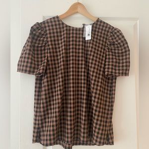 Reitmans brown and black gingham blouse. NWT